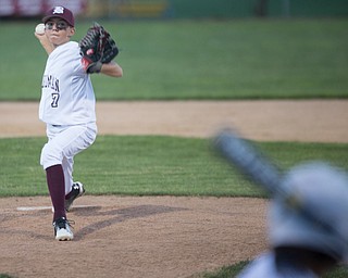 Boardman's Anthony Triveri pitches the ball during their game against Canfield at Field of Dreams in Boardman on Wednesday night.