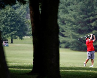 Landen Cameron, 14, of Calcutta, drives the ball during the Greatest Golfer junior qualifier at Tam O'Shanter Golf Course in Hermitage, Pa. on Thursday. EMILY MATTHEWS | THE VINDICATOR