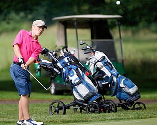 Anthony Cesario, 13, of Niles, hits the ball during the Greatest Golfer junior qualifier at Tam O'Shanter Golf Course in Hermitage, Pa. on Thursday. EMILY MATTHEWS | THE VINDICATOR