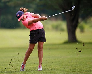 Kate Sowers, 11, of West Middlesex, hits the ball during the Greatest Golfer junior qualifier at Tam O'Shanter Golf Course in Hermitage, Pa. on Thursday. EMILY MATTHEWS | THE VINDICATOR