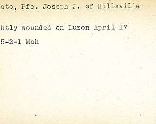World War II, Vindicator, Joseph J. Affagato, Hillsville, wounded, Luzon, 1945, Mahoning