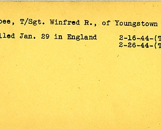 World War II, Vindicator, Winfred R. Albee, Youngstown, killed, England, 1944, Trumbull