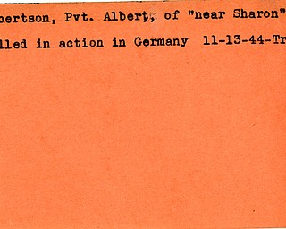 World War II, Vindicator, Albert Albertson, killed, Germany, 1944, Trumbull