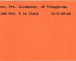 World War II, Vindicator, Alexander Babos, Youngstown, killed, Italy, 1943