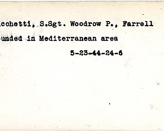 World War II, Vindicator, Woodrow P. Bacchetti, Farrell, wounded, Mediterranean, 1944