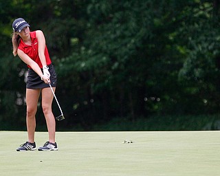 Ava Staebler, of Canfield, putts the ball during the Greatest Golfer Juniors U17 at Avalon Lakes Golf Course on Tuesday. EMILY MATTHEWS | THE VINDICATOR