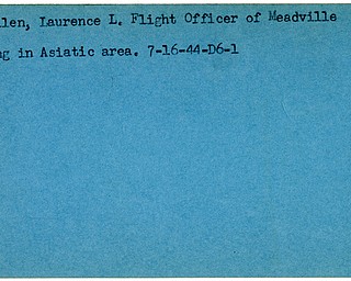 World War II, Vindicator, Laurence L. MacMillen, Meadville, missing, Asiatic area, Asia, 1944, flight officer