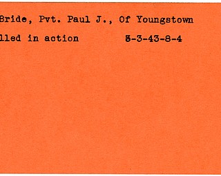 World War II, Vindicator, Paul J. McBride, Youngstown, killed, 1943