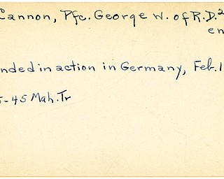 World War II, Vindicator, George W. McCannon, Ravenna, wounded, Germany, 1945, Mahoning, Trumbull