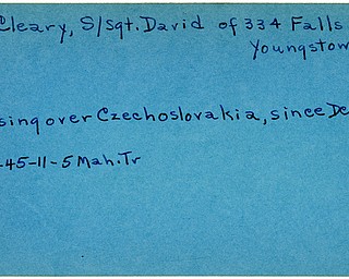 World War II, Vindicator, David McCleary, Youngstown, missing, Czechoslovakia, 1945, Mahoning, Trumbull
