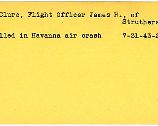 World War II, Vindicator, James H. McClure, Struthers, killed, Havanna air crash, Havanna, 1943