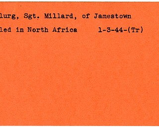 World War II, Vindicator, Millard McClurg, Jamestown, killed, North Africa, 1944, Trumbull