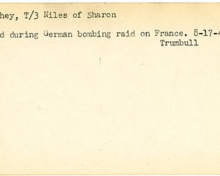 World War II, Vindicator, Niles McConahey, Sharon, wounded, France, German bombing raid on France, 1944, Trumbull