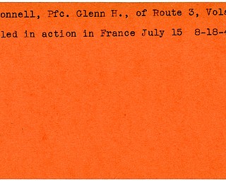World War II, Vindicator, Glenn H. McConnell, Volant, killed, France, 1944, Mahoning