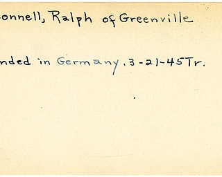 World War II, Vindicator, Ralph McConnell, Greenville, wounded, Germany, 1945, Trumbull