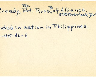 World War II, Vindicator, Ross B. McCready, Alliance, wounded, Philippines, 1945