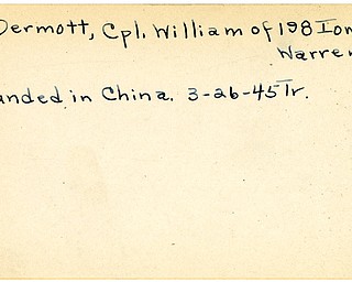 World War II, Vindicator, William McDermott, Warren, wounded, China, 1945, Trumbull