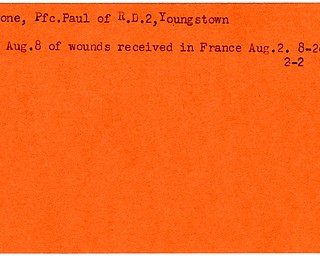 World War II, Vindicator, Paul McGione, Youngstown, dies of wounds, wounded, killed, France, 1944