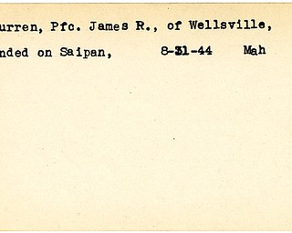 World War II, Vindicator, James R. McGurren, Wellsville, wounded, Saipan, 1944, Mahoning