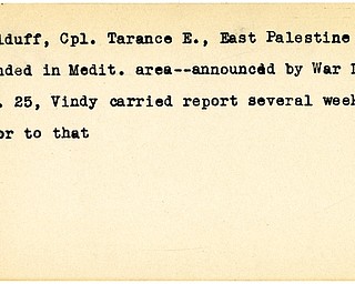 World War II, Vindicator, Tarance E. McIlduff, East Palestine, wounded, Mediterranean