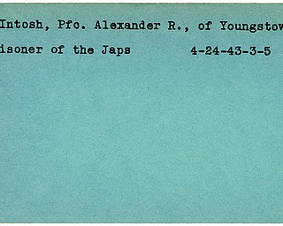World War II, Vindicator, Alexander R. McIntosh, Youngstown, prisoner, Japs, Japanese, Japan, 1943