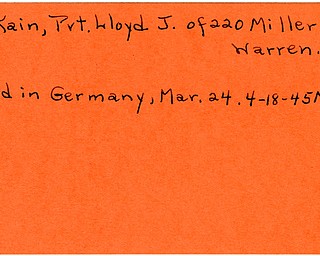 World War II, Vindicator, Lloyd J. McKain, Warren, killed, Germany, 1945, Mahoning, Trumbull