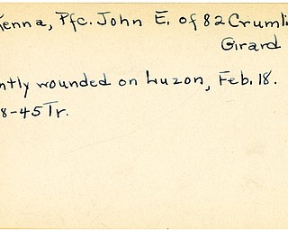 World War II, Vindicator, John E. McKenna, Girard, wounded, Luzon, 1945, Trumbull