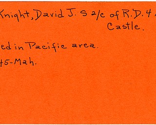 World War II, Vindicator, David J. McKnight, New Castle, killed, Pacific, 1945, Mahoning