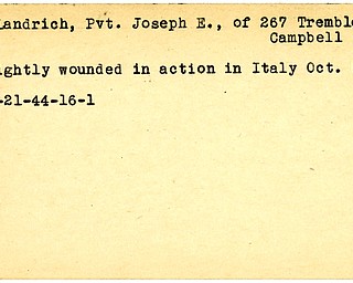 World War II, Vindicator, Joseph E. McLandrich, Campbell, wounded, Italy, 1944