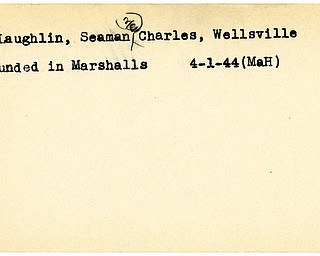 World War II, Vindicator, Charles McLaughlin, Wellsville, wounded, Marshalls, 1944, Mahoning