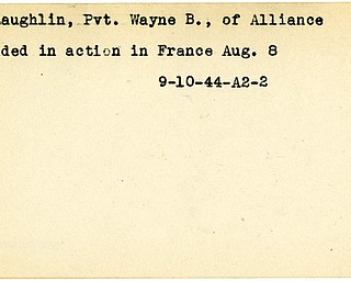 World War II, Vindicator, Wayne B. McLaughlin, Alliance, wounded, France, 1944