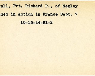 World War II, Vindicator, Richard P. Mackall, Negley, wounded, France, 1944