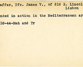 World War II, Vindicator, James V. Madaffer, Lisbon, wounded, Mediterranean, 1944, Mahoning, Trumbull