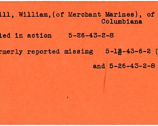 World War II, Vindicator, William Magill, Merchant Marines, Columbiana, missing, killed, 1943, Mahoning