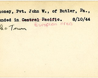 World War II, Vindicator, John W. Mahoney, Butler, Pennsylvania, wounded, Europe, 1944, Mahoning, Trumbull