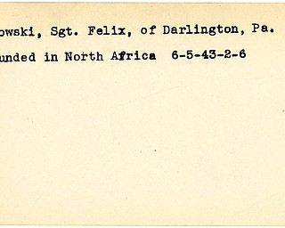 World War II, Vindicator, Felix Makowski, Darlington, Pennsylvania, wounded, North Africa, 1943