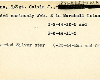World War II, Vindicator, Calvin J. Malone, Youngstown, wounded, Marshall Islands, awarded Silver Star, 1944, Mahoning, City