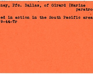 World War II, Vindicator, Dallas Maloney, Girard, killed, South Pacific, 1944, Trumbull