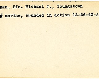 World War II, Vindicator, Michael J. Mangan, Youngstown, wounded, 1943, Marine