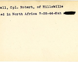 World War II, Vindicator, Robert Marshall, Cpl., Hillsville, wounded, North Africa, 1944, Mahoning