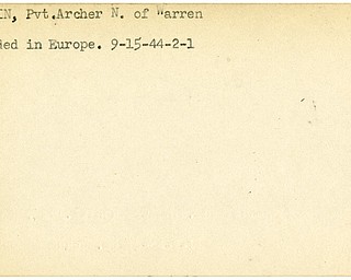 World War II, Vindicator, Archer N. Martin, Warren, wounded, Europe, 1944