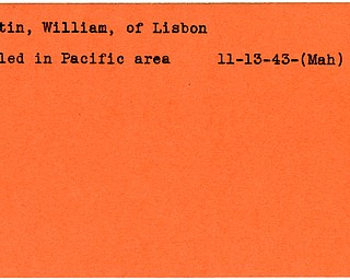 World War II, Vindicator, William Martin, Lisbon, killed, Pacific, 1943, Mahoning