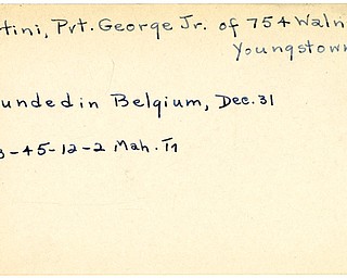 World War II, Vindicator, George Martini Jr., Youngstown, wounded, Belgium, 1945, Mahoning, Trumbull