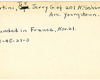 World War II, Vindicator, Jerry G. Martini, Youngstown, wounded, France, 1945