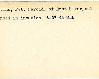 World War II, Vindicator, Harold Martino, Pvt., East Liverpool, wounded, invasion, 1944, Mahoning