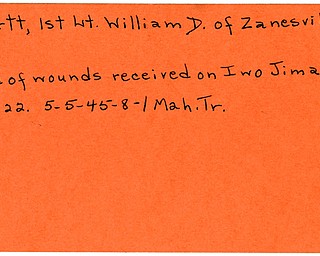World War II, Vindicator, William D. Martt, 1st Lt., Zanesville, wounded, died, killed, Iwo Jima, 1945, Mahoning, Trumbull