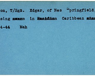 World War II, Vindicator, Edgar Mason, New Springfield, missing, Caribbean, 1944, Mahoning