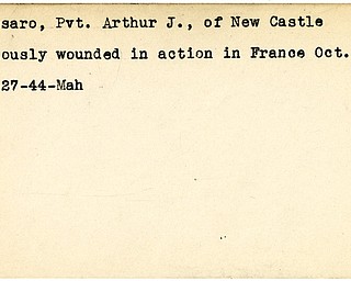 World War II, Vindicator, Arthur J. Massaro, New Castle, wounded, France, 1944, Mahoning