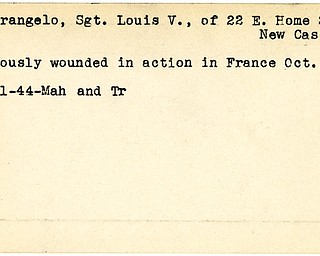 World War II, Vindicator, Louis V. Mastrangelo, New Castle, wounded, France, 1944, Mahoning, Trumbull