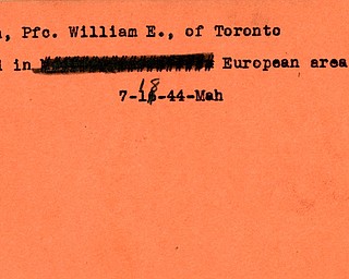 World War II, Vindicator, William E. Allen, Toronto, killed, Europe, 1944, Mahoning